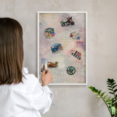 Magnetisch bord voor de muur met witte lijst Pastel abstractie