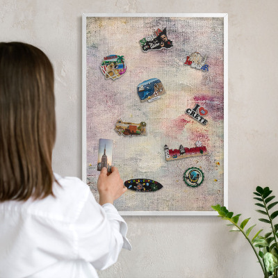 Magnetisch bord voor de muur met witte lijst Pastel abstractie