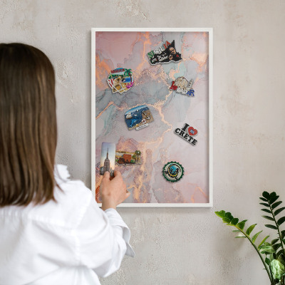 Magnetisch bord voor de muur met witte lijst Kleurrijke abstractie