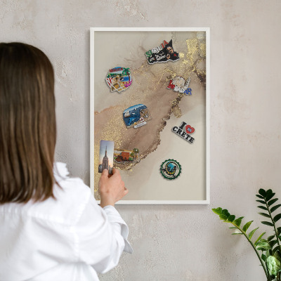 Magnetisch bord voor de muur met witte lijst Elegante glans