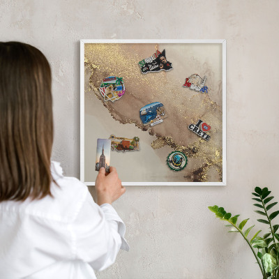 Magnetisch bord voor de muur met witte lijst Elegante glans