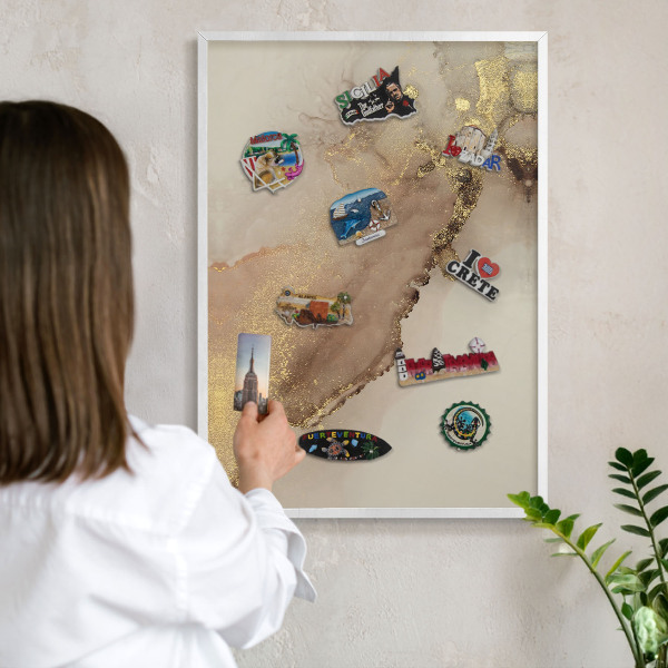 Magnetisch bord voor de muur met witte lijst Elegante glans