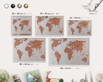 Magnetisch bord van metaal in een witte lijst Bakstenen plattegrond
