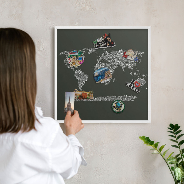 Magnetisch bord van metaal in een witte lijst Tekstkaart