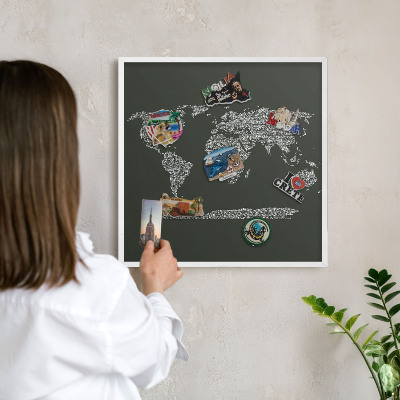 Magnetisch bord van metaal in een witte lijst Tekstkaart