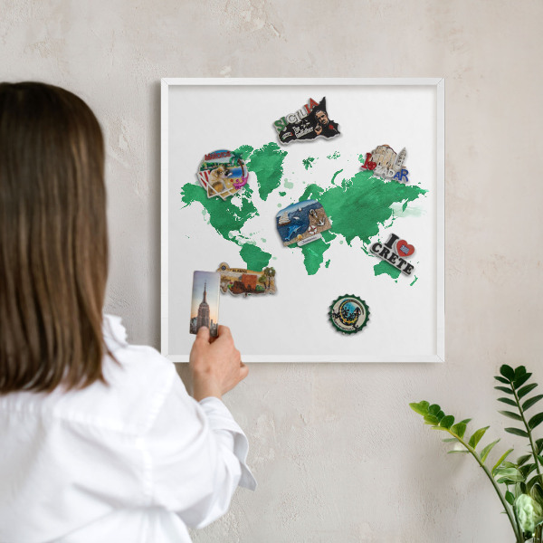 Magnetisch bord van metaal in een witte lijst Groene kaart