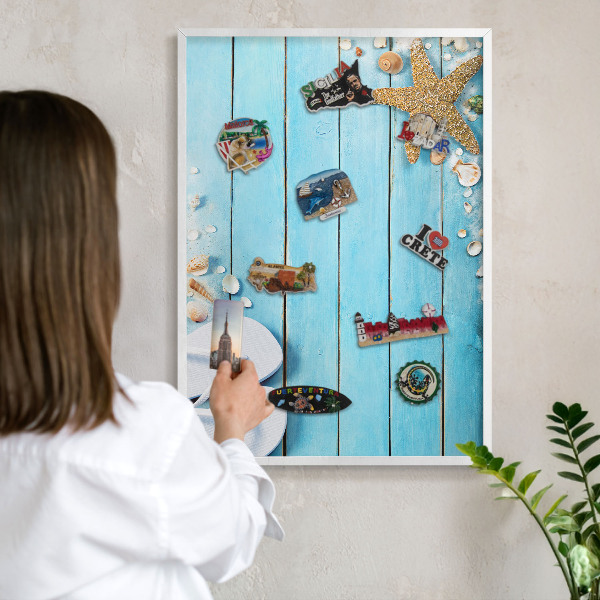 Magnetisch bord voor de muur met witte lijst Vakantierust
