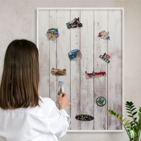 Magnetisch bord voor de muur met witte lijst Licht hout