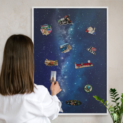 Magnetisch bord van metaal in een witte lijst Sterrenruimte