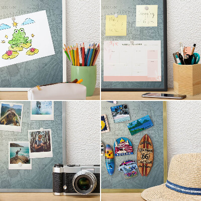 Magnetisch bord voor de muur met witte lijst Oude kaart