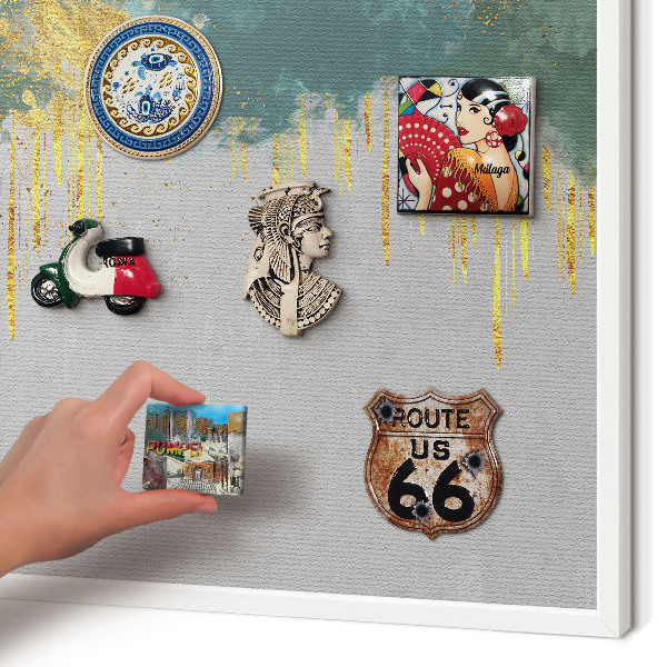 Magnetisch bord van metaal in een witte lijst Turquoise abstractie