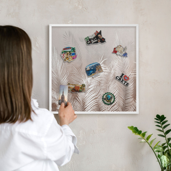 Magnetisch bord voor de muur met witte lijst Bladeren van de natuur