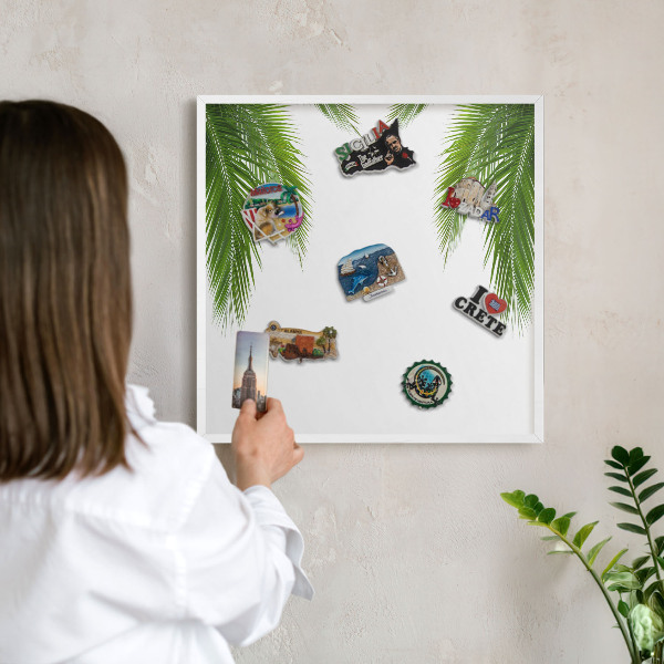 Magnetisch bord van metaal in een witte lijst Exotische natuur