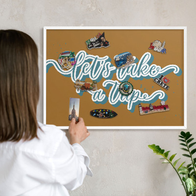 Magnetisch bord voor de muur met witte lijst Droomreis