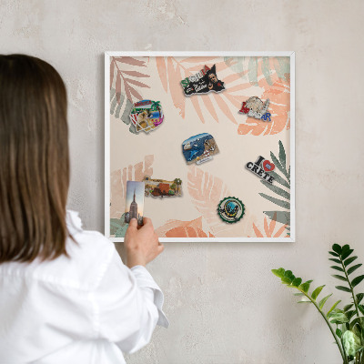 Magnetisch bord voor de muur met witte lijst Tropische bladeren
