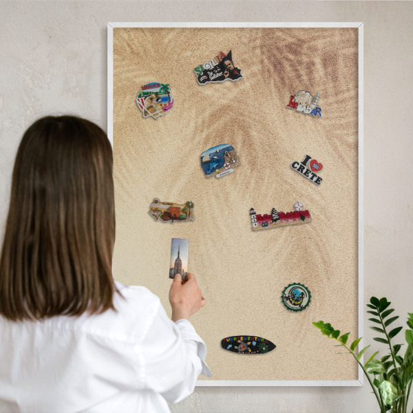 Magnetisch bord van metaal in een witte lijst Zandbladeren