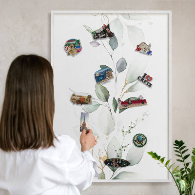 Magnetisch bord voor de muur met witte lijst Botanische elegantie
