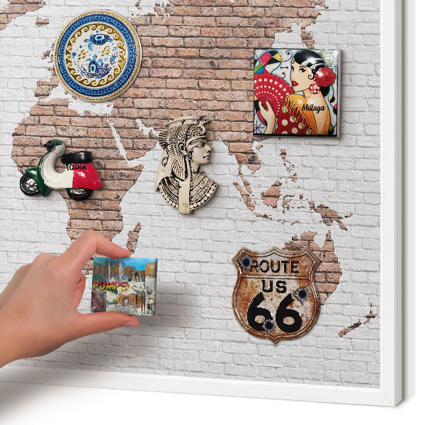 Magnetisch bord voor de muur met witte lijst Bakstenen plattegrond