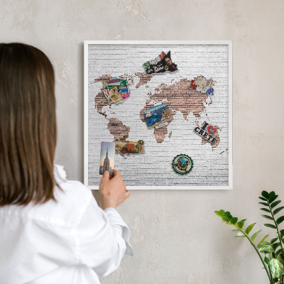 Magnetisch bord voor de muur met witte lijst Bakstenen plattegrond