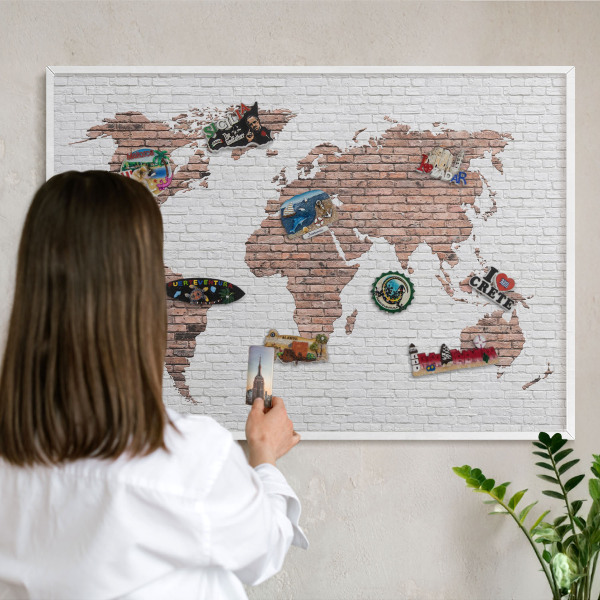 Magnetisch bord voor de muur met witte lijst Bakstenen plattegrond