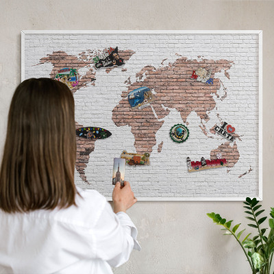 Magnetisch bord voor de muur met witte lijst Bakstenen plattegrond