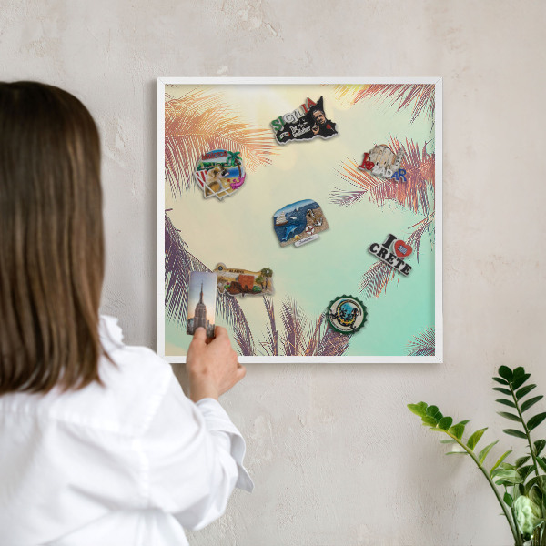 Magnetisch bord van metaal in een witte lijst Tropisch paradijs