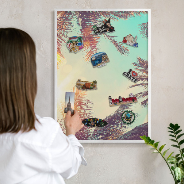 Magnetisch bord van metaal in een witte lijst Tropisch paradijs