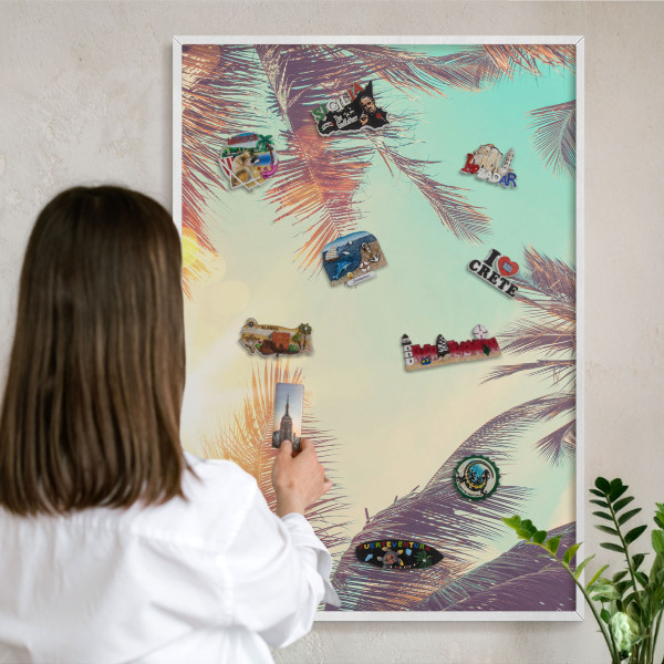 Magnetisch bord van metaal in een witte lijst Tropisch paradijs