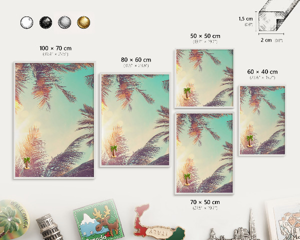 Magnetisch bord van metaal in een witte lijst Tropisch paradijs