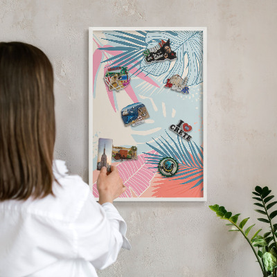 Magnetisch bord van metaal in een witte lijst Tropische abstractie