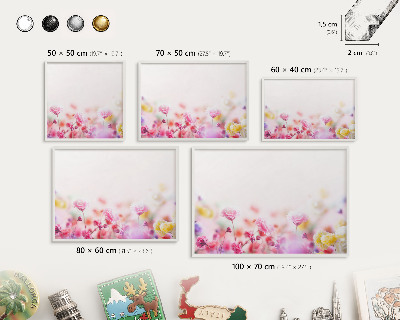 Magnetisch bord voor de muur met witte lijst Pastelkleurige bloemen