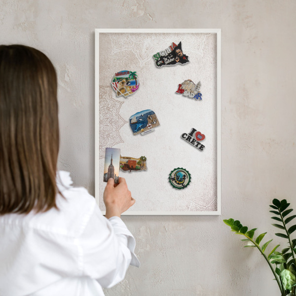 Magnetisch bord voor de muur met witte lijst Etnische patronen
