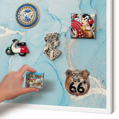 Magnetisch bord van metaal in een witte lijst Turquoise elegantie