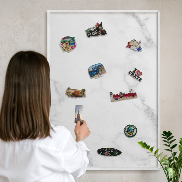 Magnetisch bord voor de muur met witte lijst Elegant marmer