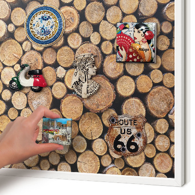 Magnetisch bord voor de muur met witte lijst Houten cirkels