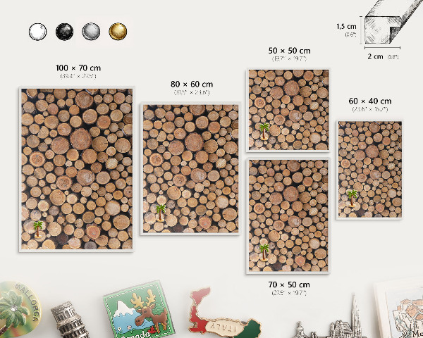 Magnetisch bord voor de muur met witte lijst Houten cirkels