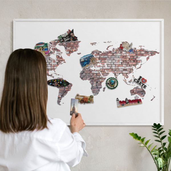 Magnetisch bord van metaal in een witte lijst Baksteenwereld