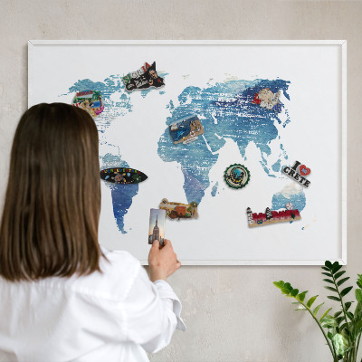 Magnetisch bord van metaal in een witte lijst Aquarelkaart