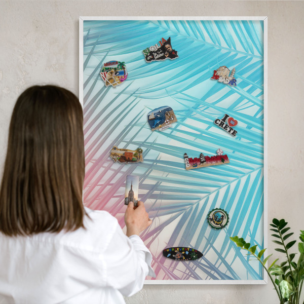 Magnetisch bord voor de muur met witte lijst Tropische elegantie