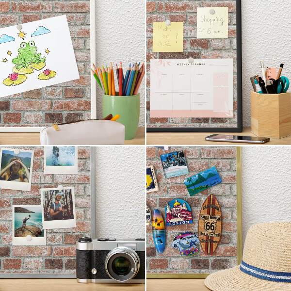 Magnetisch bord voor de muur met witte lijst Bakstenen muur
