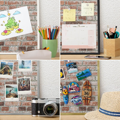 Magnetisch bord voor de muur met witte lijst Bakstenen muur