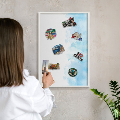 Magnetisch bord voor de muur met witte lijst Rustgevend landschap