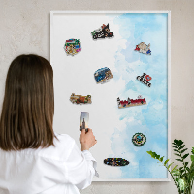 Magnetisch bord voor de muur met witte lijst Rustgevend landschap