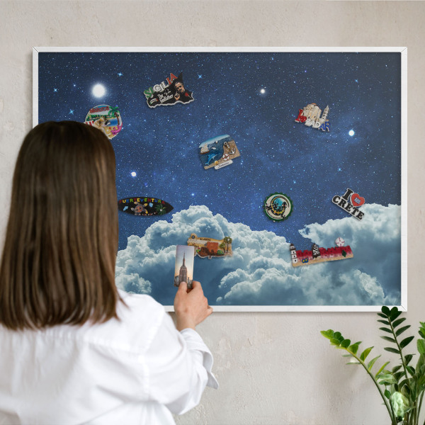 Magnetisch bord van metaal in een witte lijst Kosmische nacht