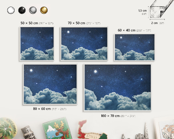 Magnetisch bord van metaal in een witte lijst Kosmische nacht