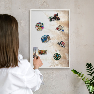 Magnetisch bord voor de muur met witte lijst Essentiële grassen