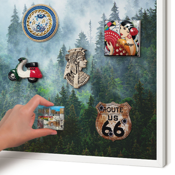 Magnetisch bord van metaal in een witte lijst Mysterieus bos