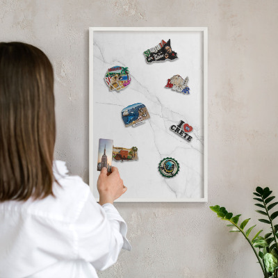 Magnetisch bord voor de muur met witte lijst Marmerpatroon