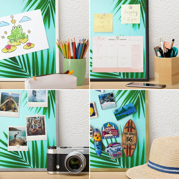 Magnetisch bord voor de muur met witte lijst Groene bladeren