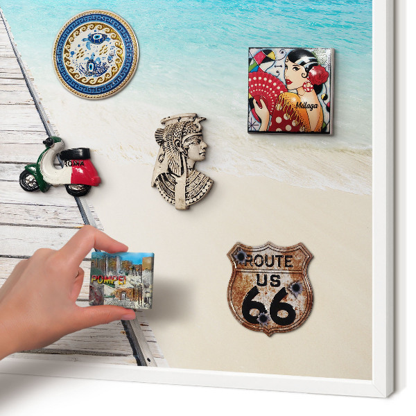 Magnetisch bord van metaal in een witte lijst Ocean Pier